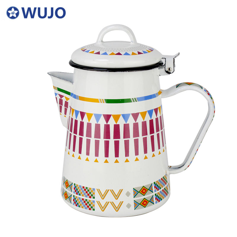 Enamel Tea Pot Coffee Pot Enamel Kettle 1.2/1.7/2.1L Enamel Coated Kettle for Middle East