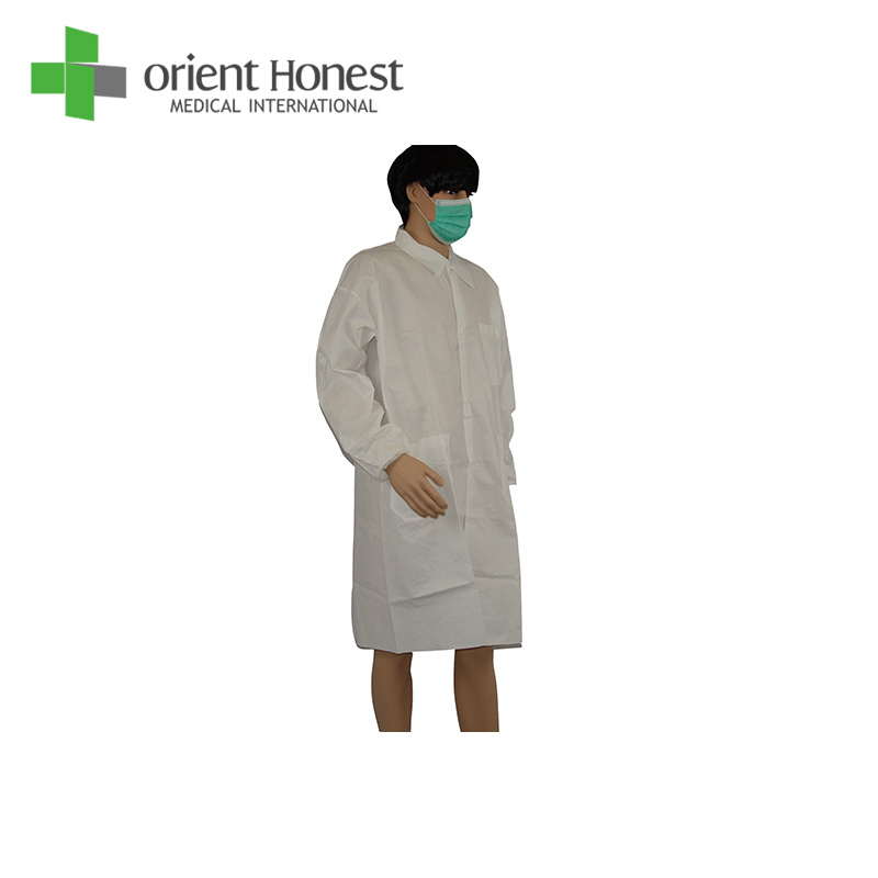 Non Woven Lab Coat Non Woven Lab -Gown Non Woven Visit Coat Non Woven Visit Clothing Non Woven Visit Gown Disposable Medical Protective Coat Supplier
