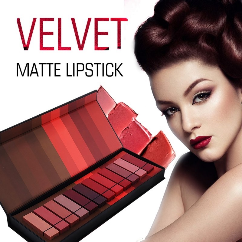 12PCS/Set Matte Lip Gloss Set for Women Lipsticks Waterproof Long Lasting Moisturizing Lipstick Women Lip Tint Beauty Cosmetics Set