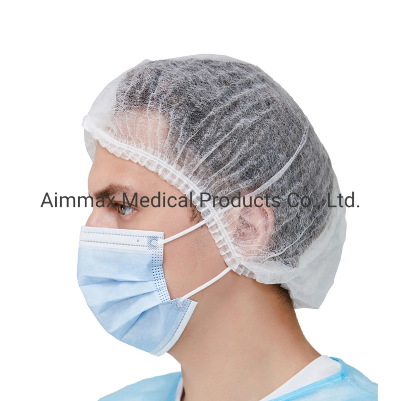 Mob Cap Disposable Non Woven Clip Cap with Single/Double Elastic