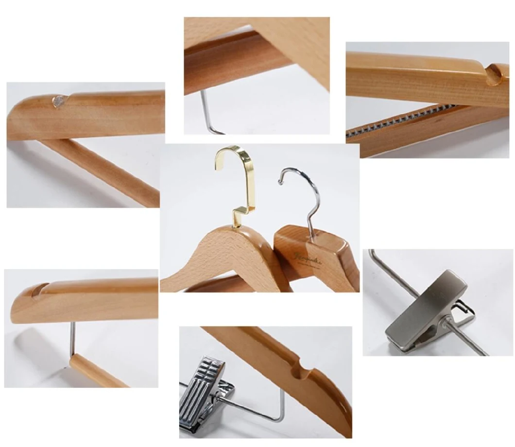 Shenone 5 Star Luxury Hotel Anti Theft Cloth Wooden Suit Hanger with Clip