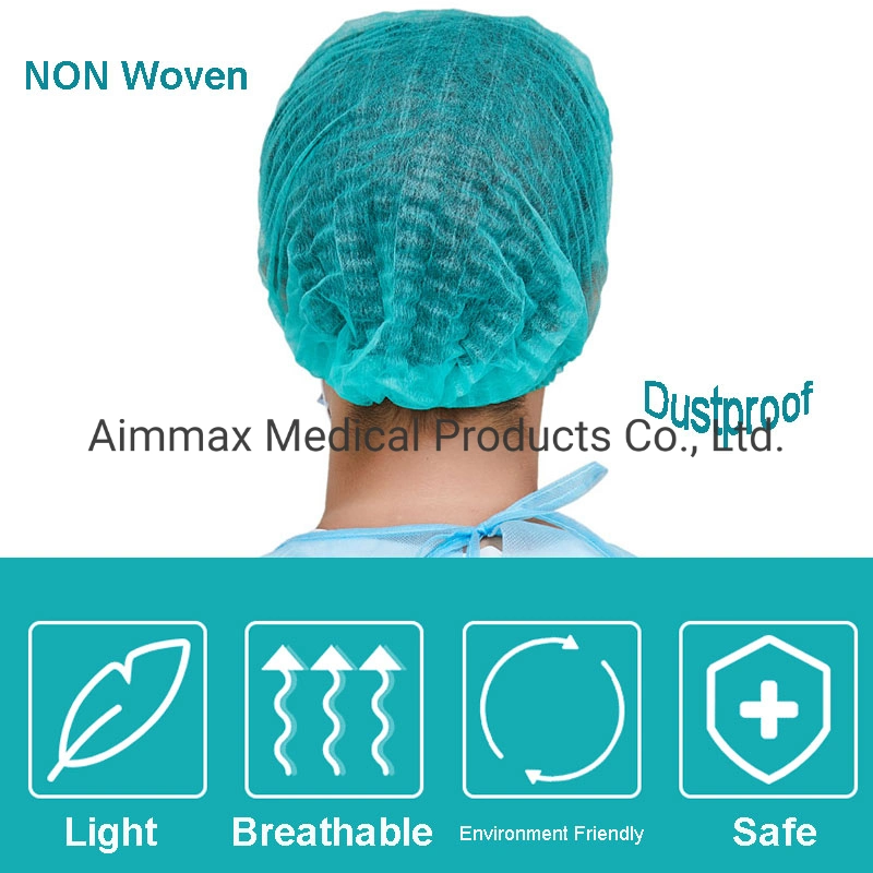 Mob Cap Disposable Non Woven Clip Cap with Single/Double Elastic