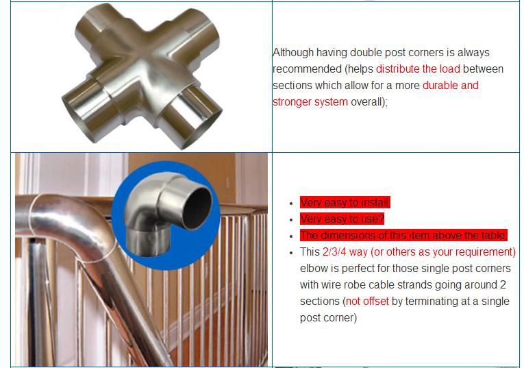 Stainless Steel Rail Elbow Stainless Steel Rail Flush Joiner