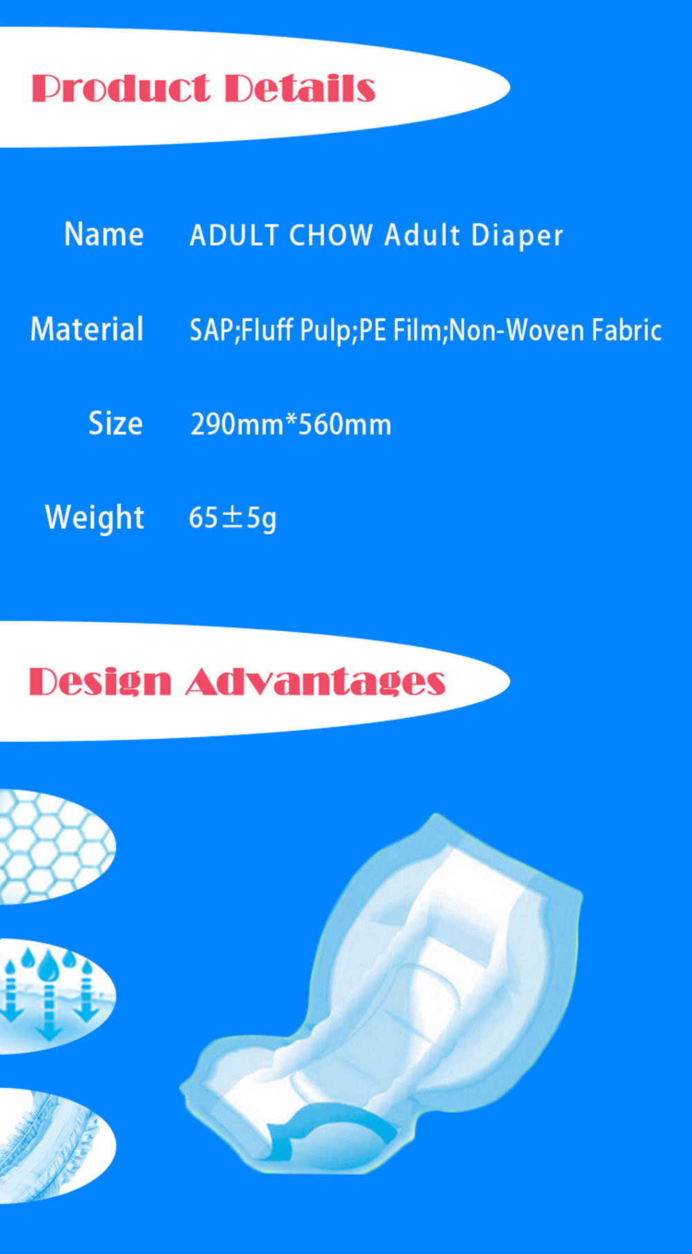 Low Price Hot Sale Disposable B Grade  Adult  Diaper