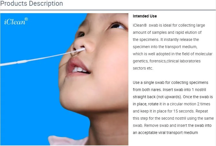 Nylon Flocked Nasopharyngeal /Buccal/Throat Swab Sterile Sampling Kit Specimen Collection Nasal Swab Sterile Test Swab