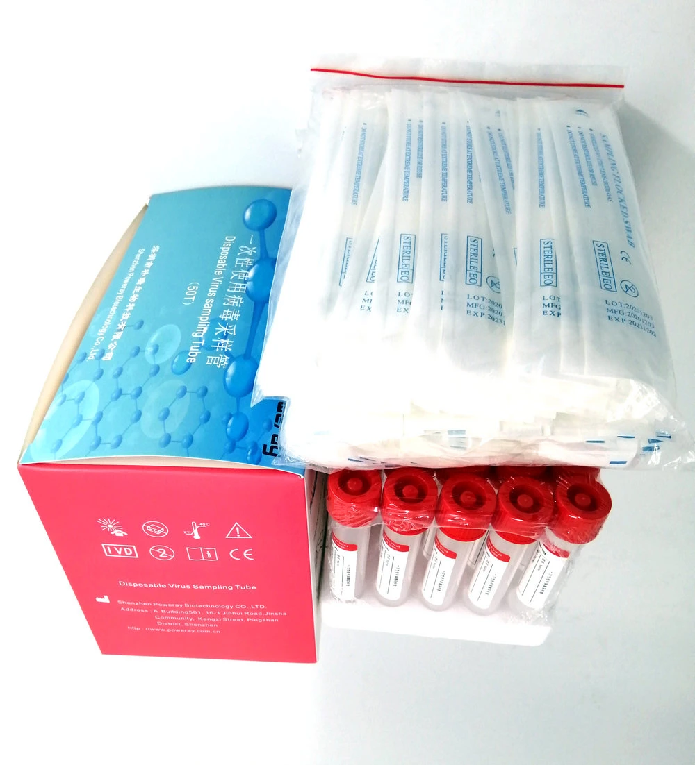 China Flocked Swab Kits Nasopharyngeal Swab Throat Swab Nylon Nasal Swab Viral Tranport Swab Medium