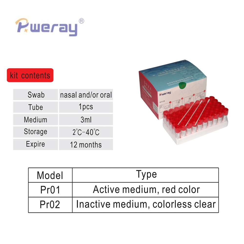 China Flocked Swab Kits Nasopharyngeal Swab Throat Swab Nylon Nasal Swab Viral Tranport Swab Medium