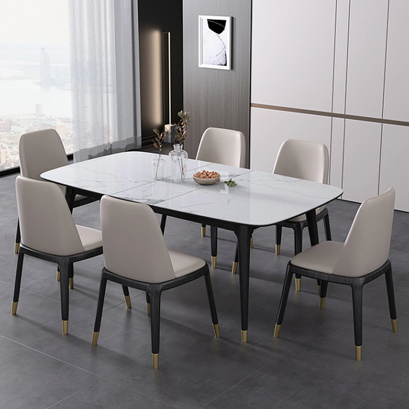 Modern Home Furniture Ceramic Top Ratary  Extendable  Dining  Table