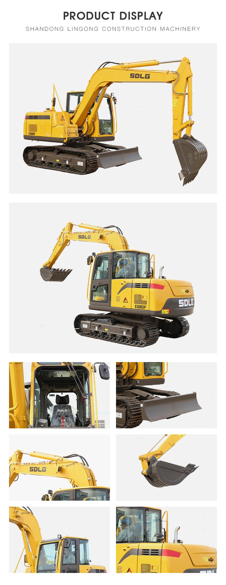 Sdlg 8t E680f   Digital Stepping Hydraulic Excavator with Reinforced Upper and Lower Frame