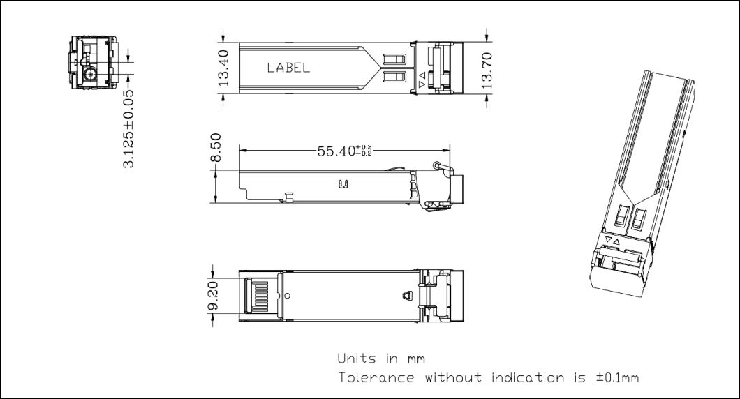 155m Bidi 40km 1310nm/1550nm LC Connector SFP Module