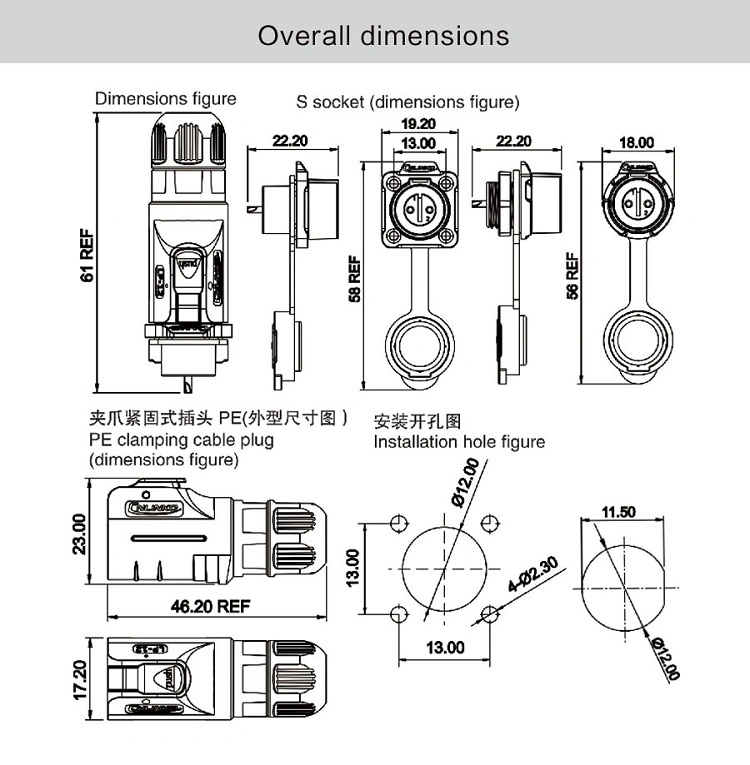 4pin Male and Female Cable Waterproof Connector for LED Infrared Industrial