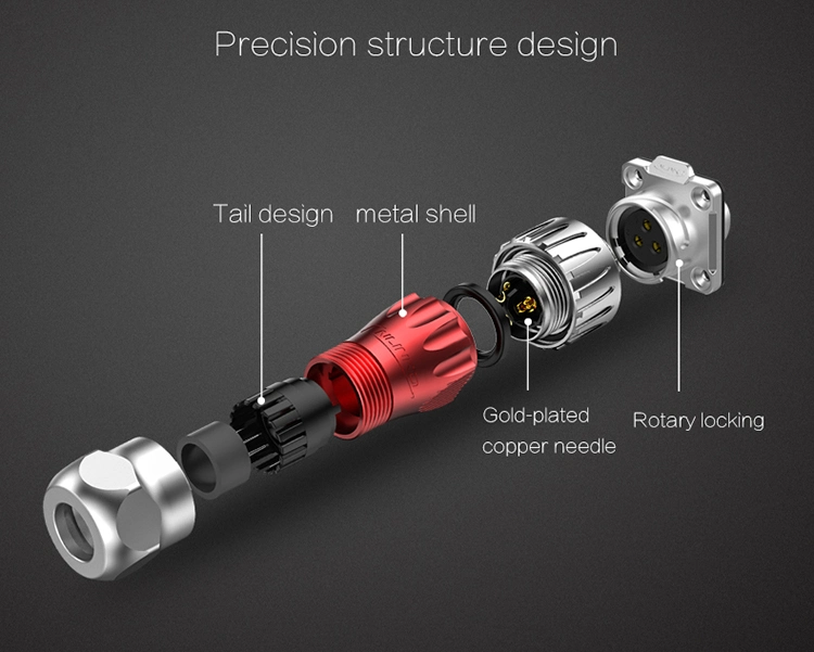 4pin Metal Panel Mount Power Outdoor Cable Waterproof Connector