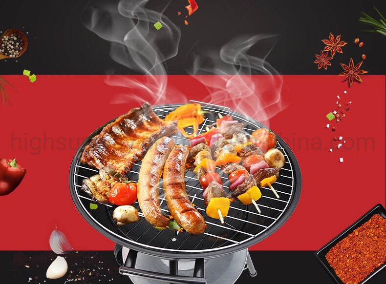17" BBQ Grill Charcoal Barbecue Grill Kettle BBQ, Outdoor Smokers BBQ Round Portable Charcoal Kettle Grills for Barbecue