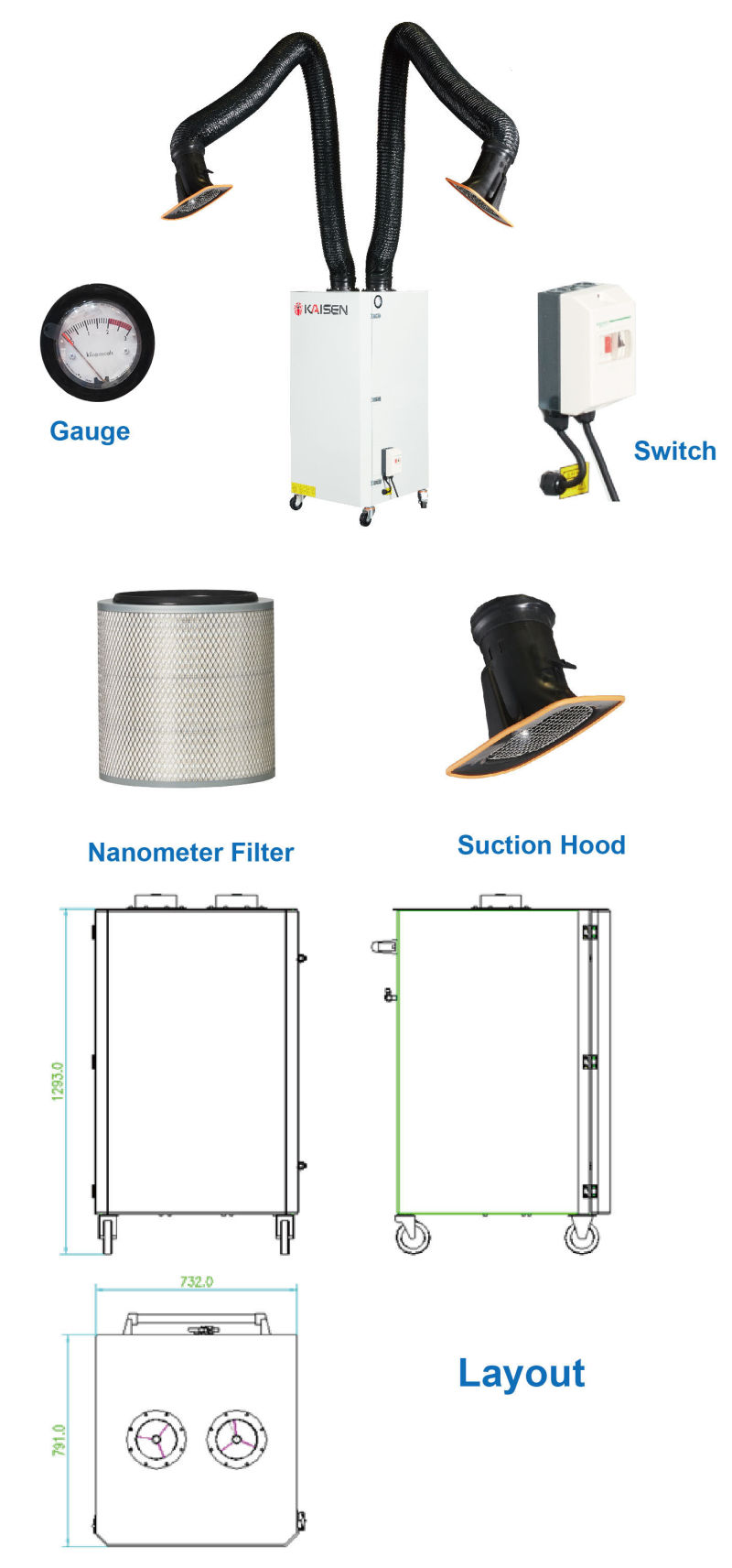 Industrial Dust Collector Portable Dust Extractor Industrial Smoke Filter
