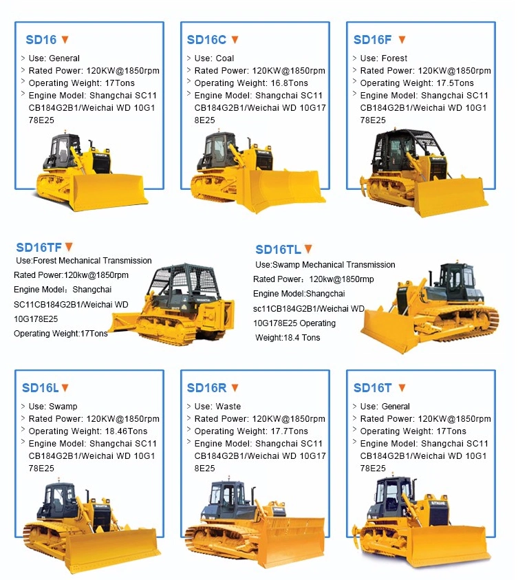 Shantui Wet Land Bulldozer SD16L Super Wetland Work in Soft Soil, Wetland and Swamp