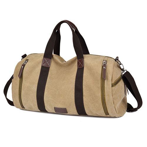 Distributor Leisure Solid Zipper Sport PU Canvas Weekend Travel Duffel Bag