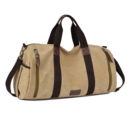 Distributor Leisure Solid Zipper Sport PU Canvas Weekend Travel Duffel Bag