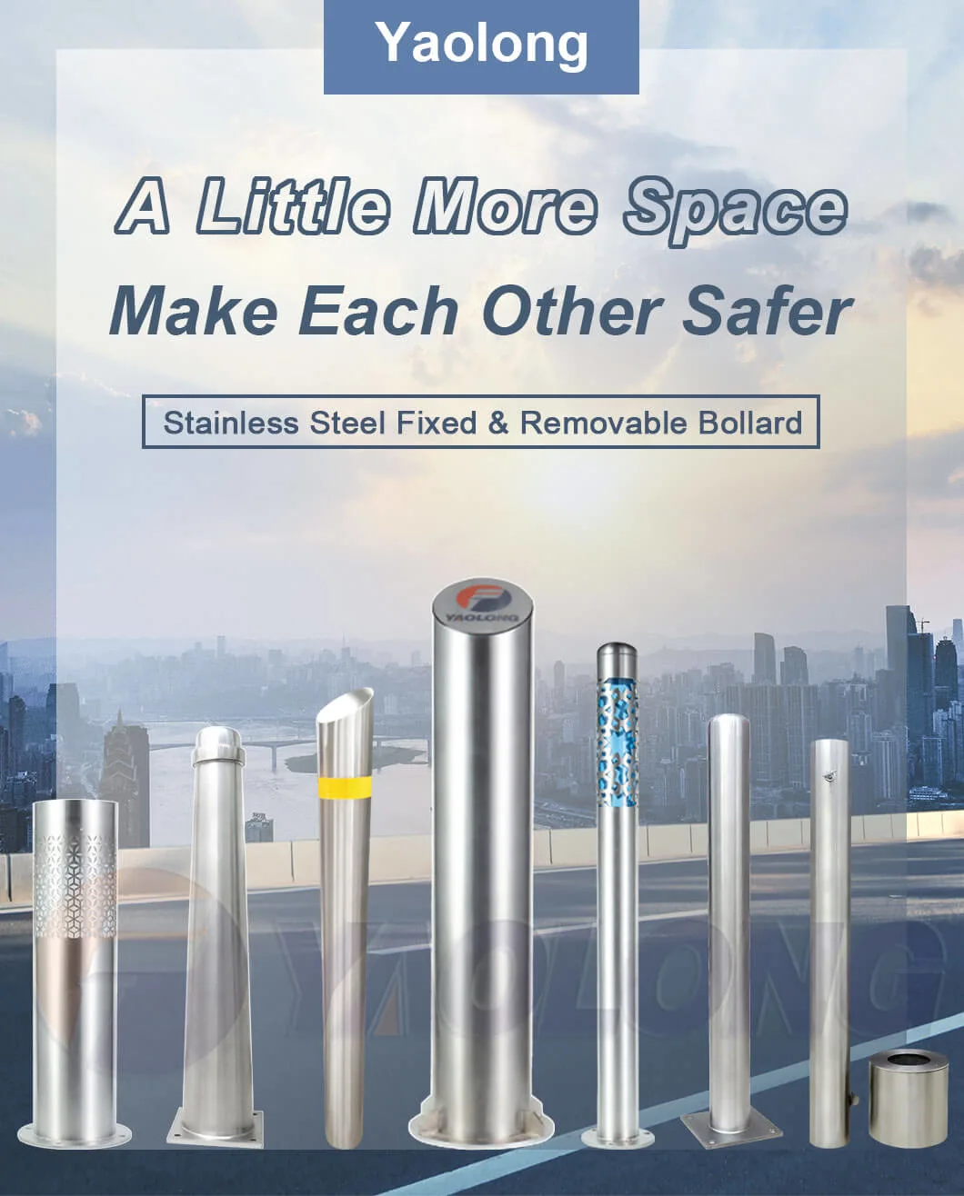 304 304L 316L Stainless Steel Parking Barrier Post with Expansion Bolt