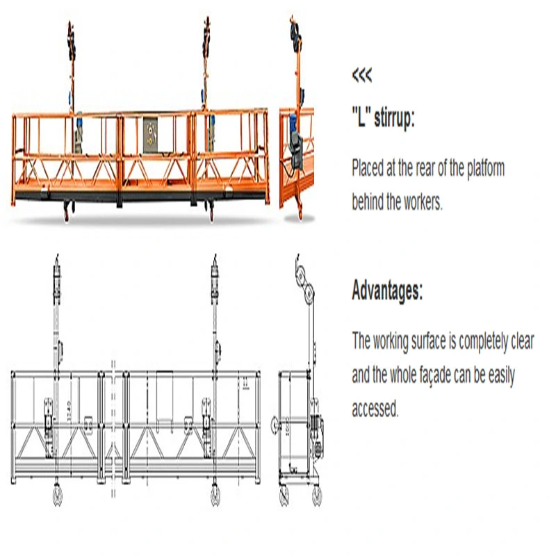 Electric Scaffolding Cradle Zlp630 Building Facade Cleaning Suspended Platform