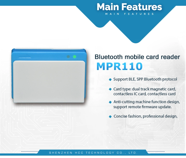 Bluetooth Mobile NFC Smart Magnetic Portable EMV Card Reader (MPR110)