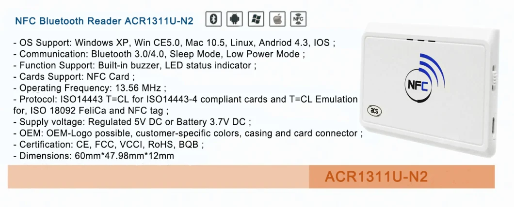 Bluetooth Mobile NFC Smart Magnetic Portable EMV Card Reader (MPR110)