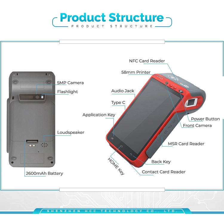 Handheld Android 7.0 POS Machine with Printer Android POS Terminal POS Systems (HCC-Z100)