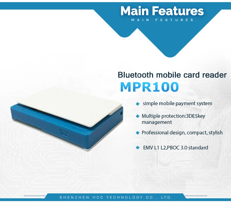 EMV OEM Magnetic and Contact IC Bluetooth Mobile Credit Card Reader (MPR100)