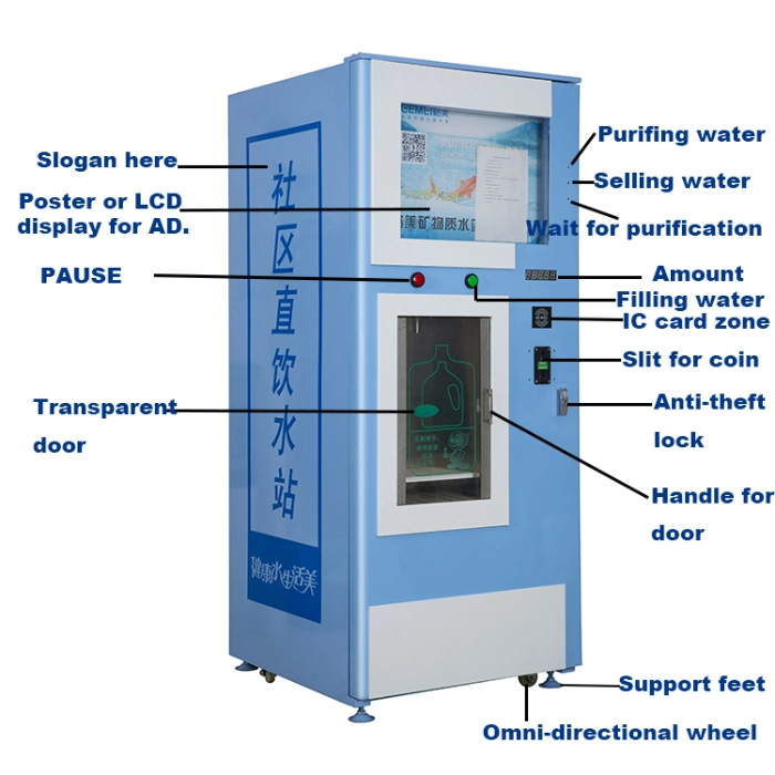 Coin Operated Alkaline Water Vending Machine, Water Dispenser Vending Machine