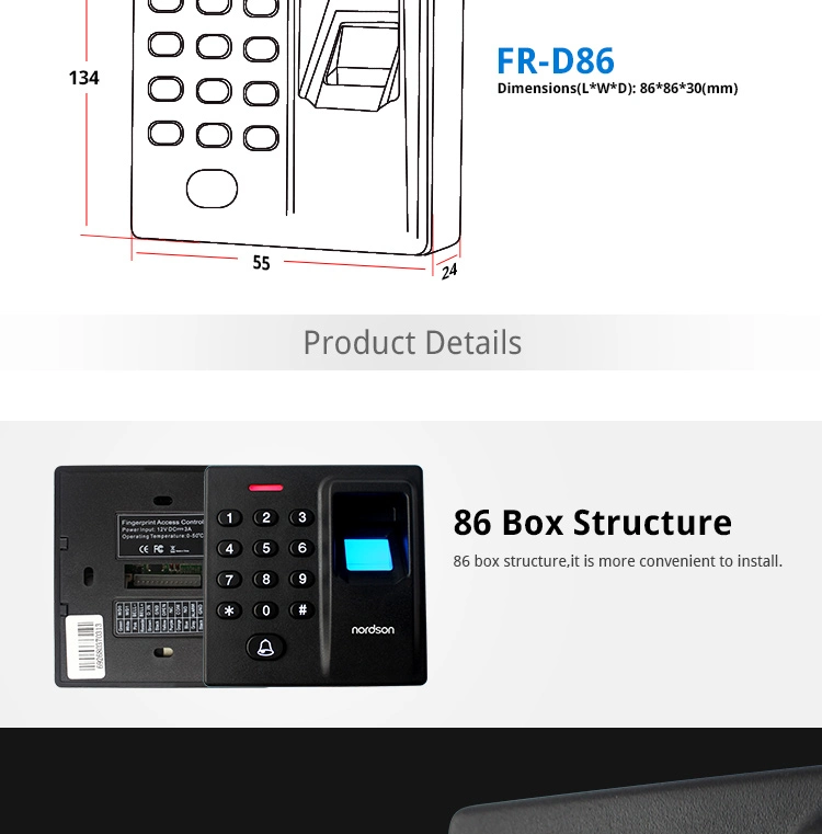 Standalone Biometric Reader Biometric Device with Weigand 26/34