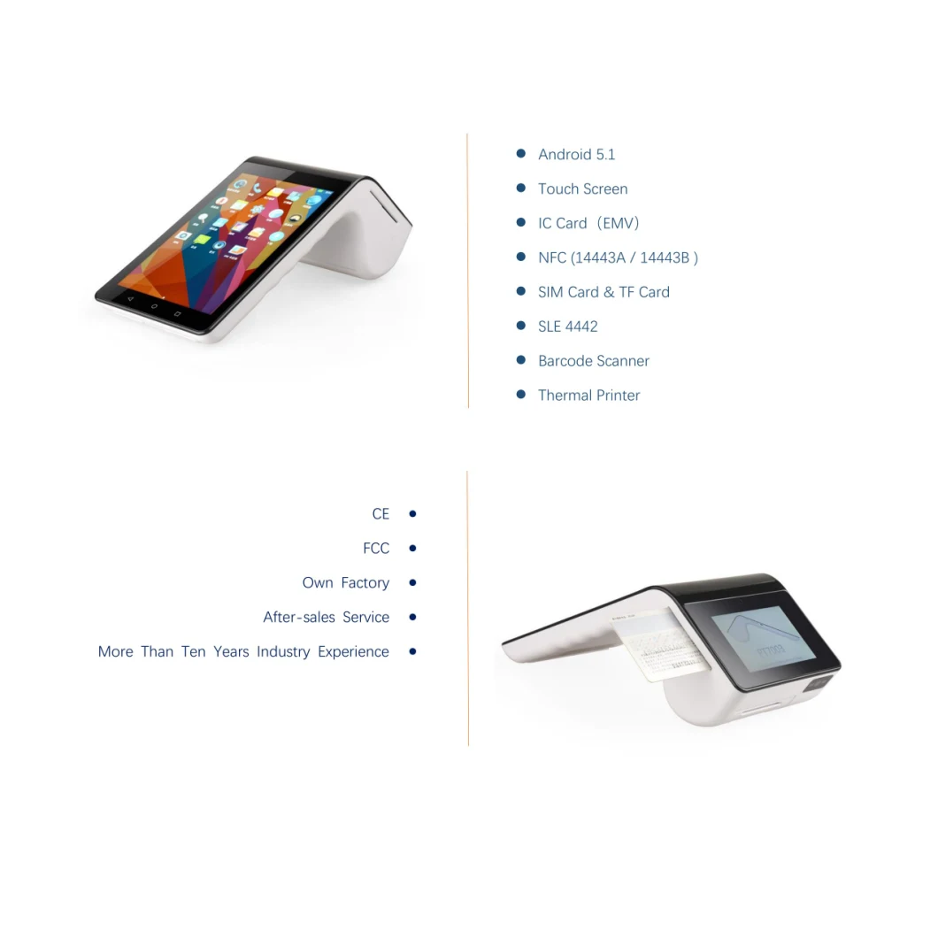 Android Touch Screen POS Terminal with 4G WiFi and Barcode Scanner Thermal Printer