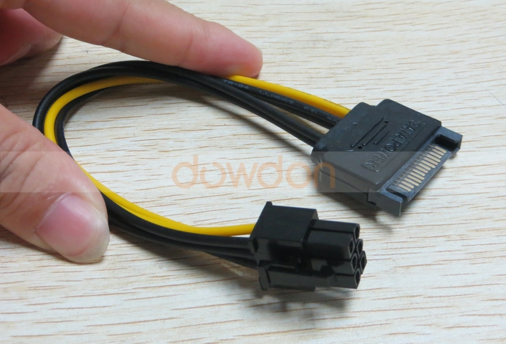 SATA 15 Pin to 6 Pin PCI Express PCI-E Graphics Video Card Power Cable Adapter