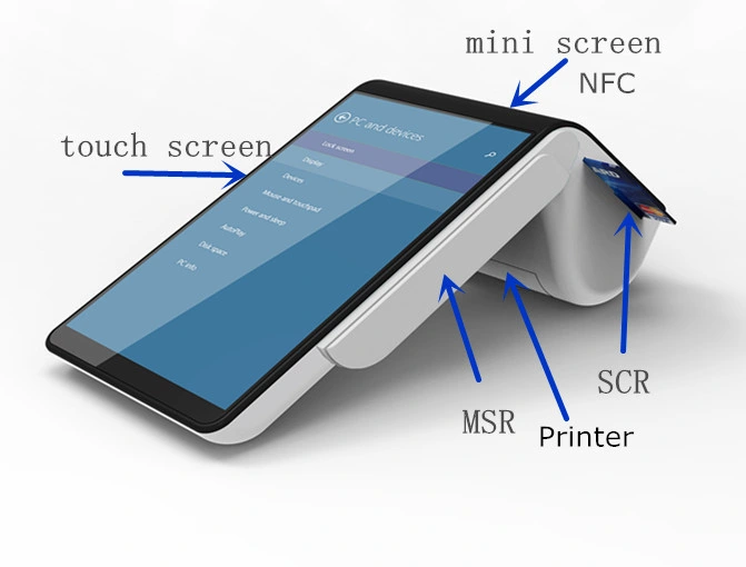 7 Inch Smart Android All-in-One POS Terminal NFC/Msr/EMV with Bluetooth WiFi 4G Touch Screen Thermal Printer and Scanner PT7003