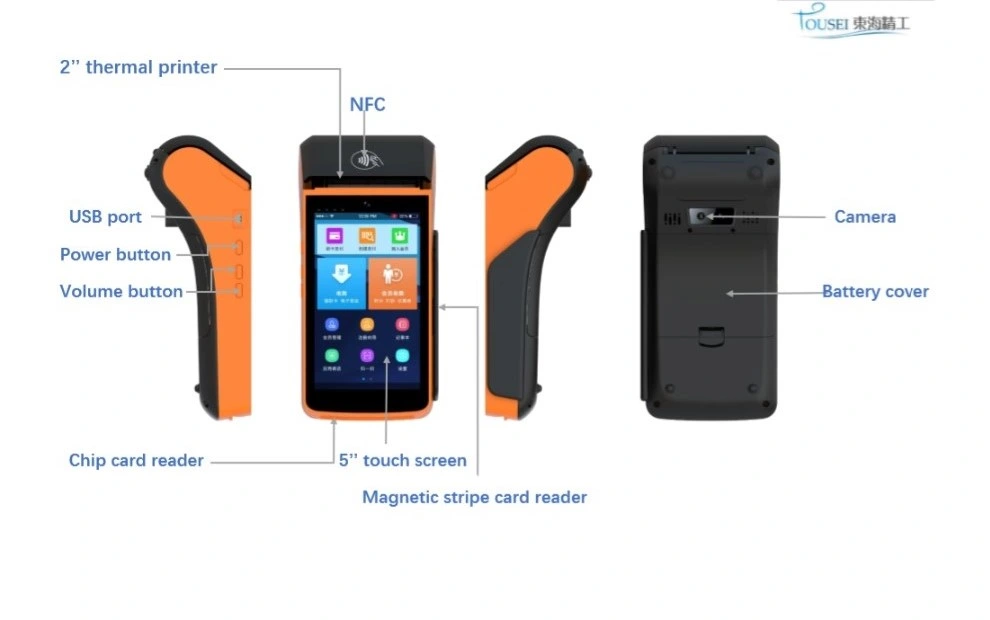 Handheld Point of Sales POS Machine Smart Mobile POS Printer with NFC RFID Scanner Ts-P20L