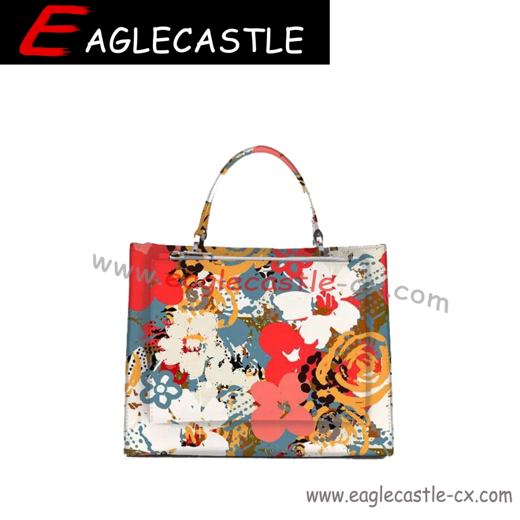 Women Vintage Distortion Staining Stylish Tote Bag/Faux Leather Multicolor Printed Handbag (CX18682)