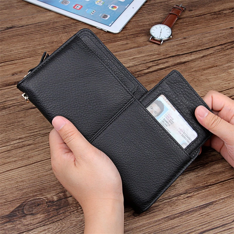 Custom Printed Wallets Men's Leather Classic Genuine Cow Leather Trifold Personalized Wallet Money Holder