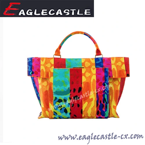 Women Vintage Distortion Staining Stylish Tote Bag/Faux Leather Multicolor Printed Handbag (CX18682)