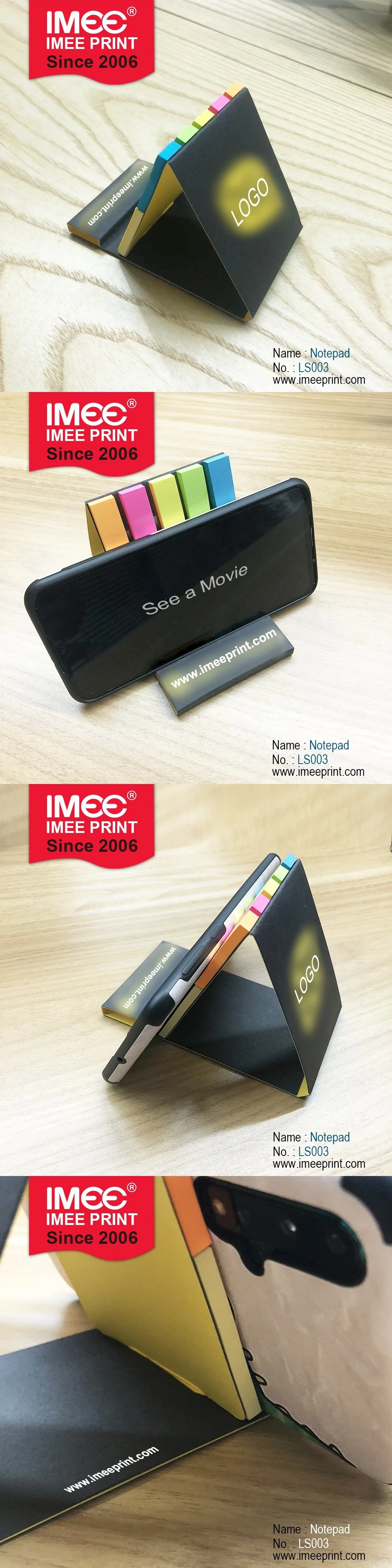 Imee Wholesale Logo Custom Printed Phone Holder Multi Color Paper Blocks Sticky Sheets Note