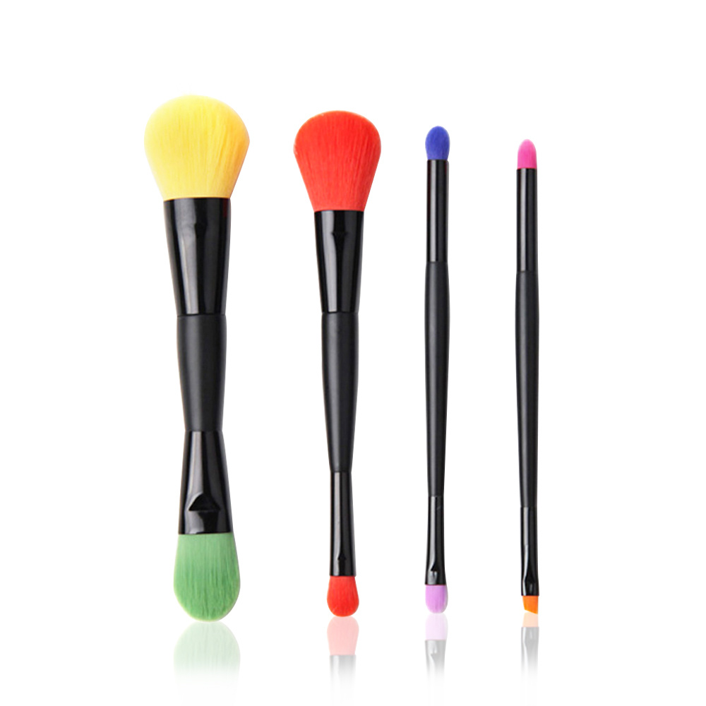 4PCS Color Nylon Hair Double Side Cosmetic Makeup Brush OEM Customized Makeup Brush Set