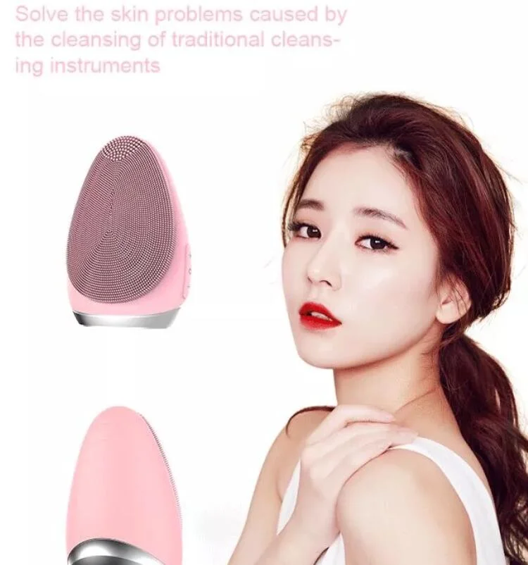 Portable Waterproof Electric Mini Sonic Electric Facial Cleansing Brush Silicone Face Cleaning Brush