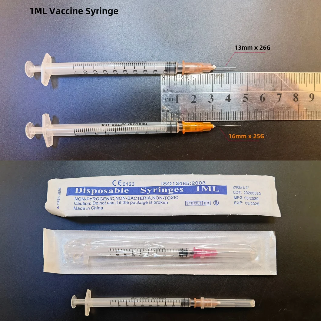 Medical Disposable Syringe 1ml Vaccine Syringe