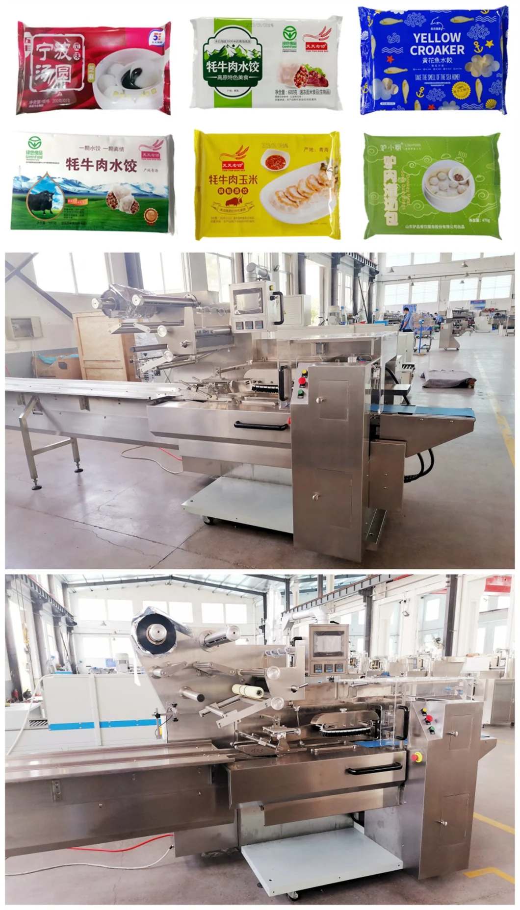 Frozen Dumpling Food with Pallet Tray Automatic Box Motion Gusset Labeling Sealing Packing Wrapping Machinery