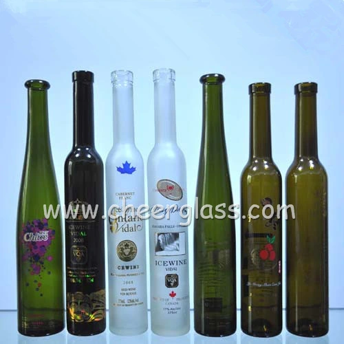 China Wholesale Green Glass Screen Printing Wine Bottle with Labels