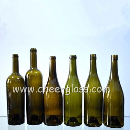 China Wholesale Green Glass Screen Printing Wine Bottle with Labels