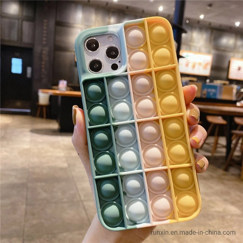 2021 New Feeling Troubled Toys Pressure Relief Game The Last Mouse Lost Game Parent-Child Push Toys Pop Bubble Fidget Phone Case for iPhone 12 Xr