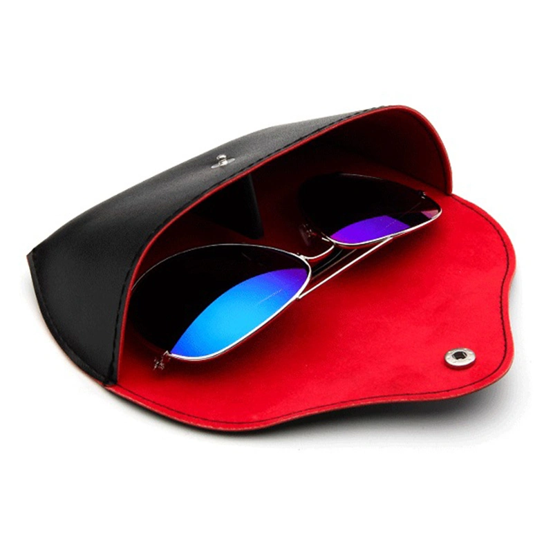 Soft Leather Button Logo Custom Portable Sunglasses Box Eyeglasses Cases