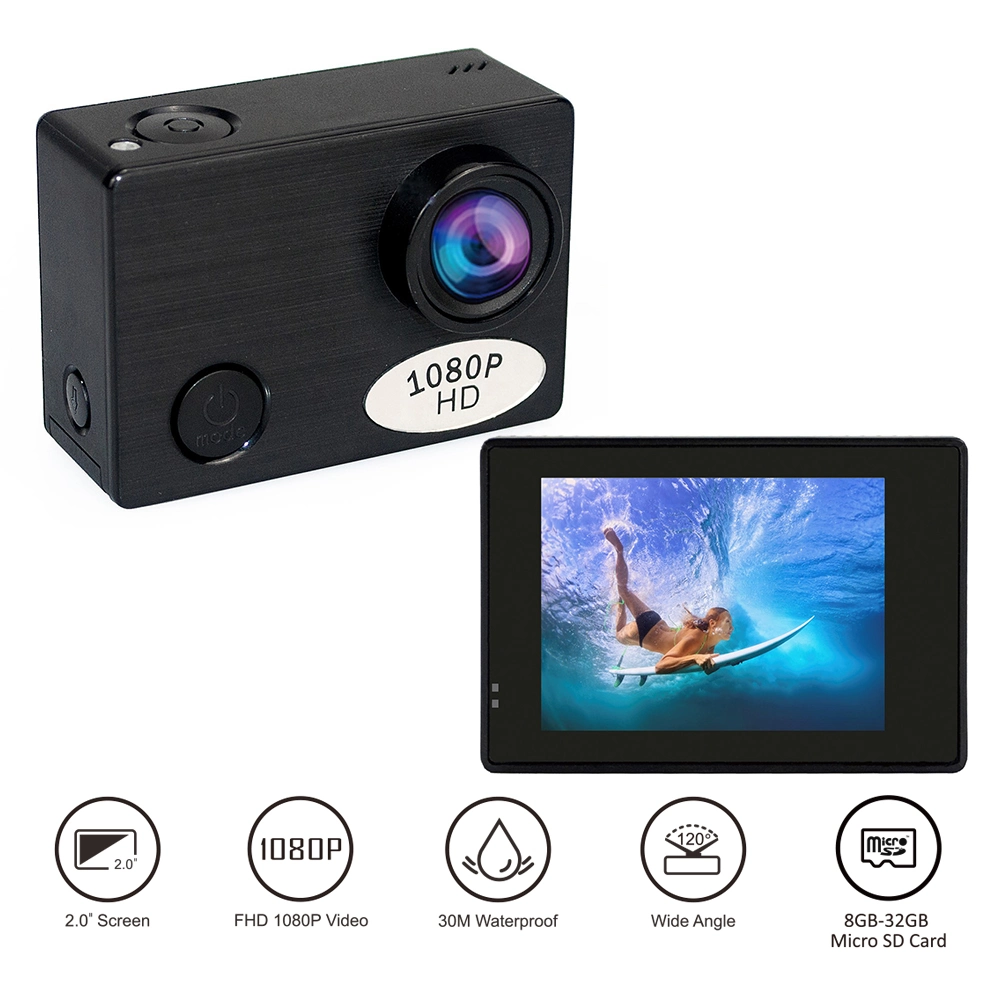 Wholesale Action Camera 1080P with Tripod Hole Waterproof Action Cam