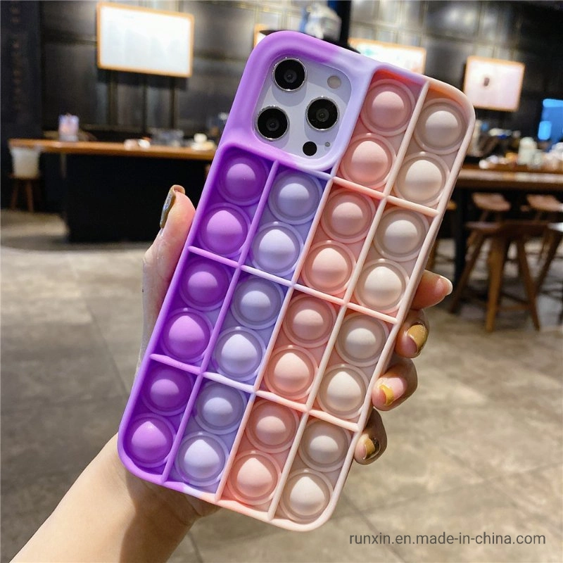 2021 New Feeling Troubled Toys Pressure Relief Game The Last Mouse Lost Game Parent-Child Push Toys Pop Bubble Fidget Phone Case for iPhone 12 Xr