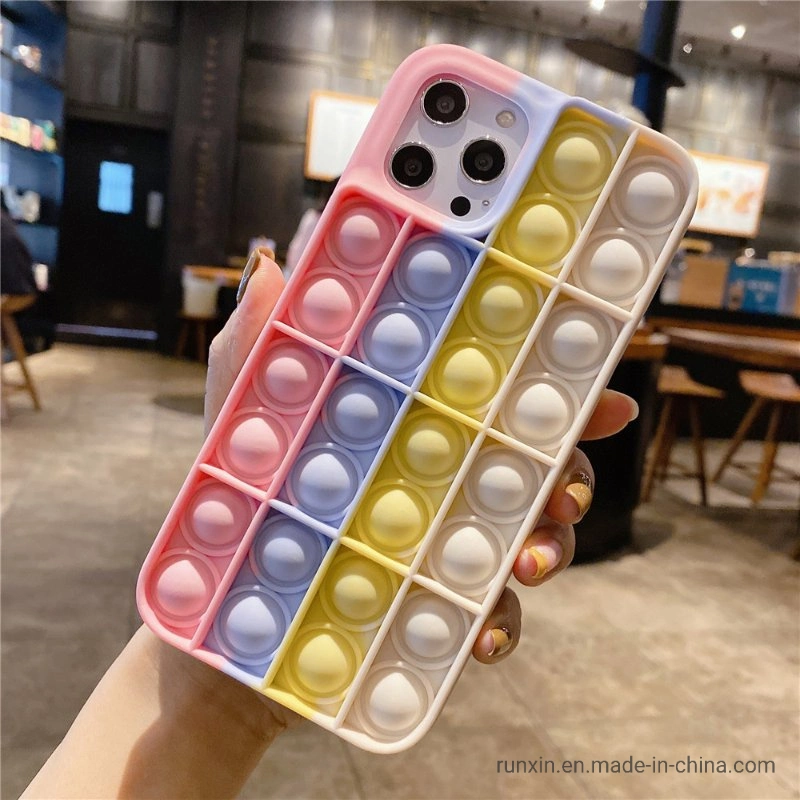 2021 New Feeling Troubled Toys Pressure Relief Game The Last Mouse Lost Game Parent-Child Push Toys Pop Bubble Fidget Phone Case for iPhone 12 Xr