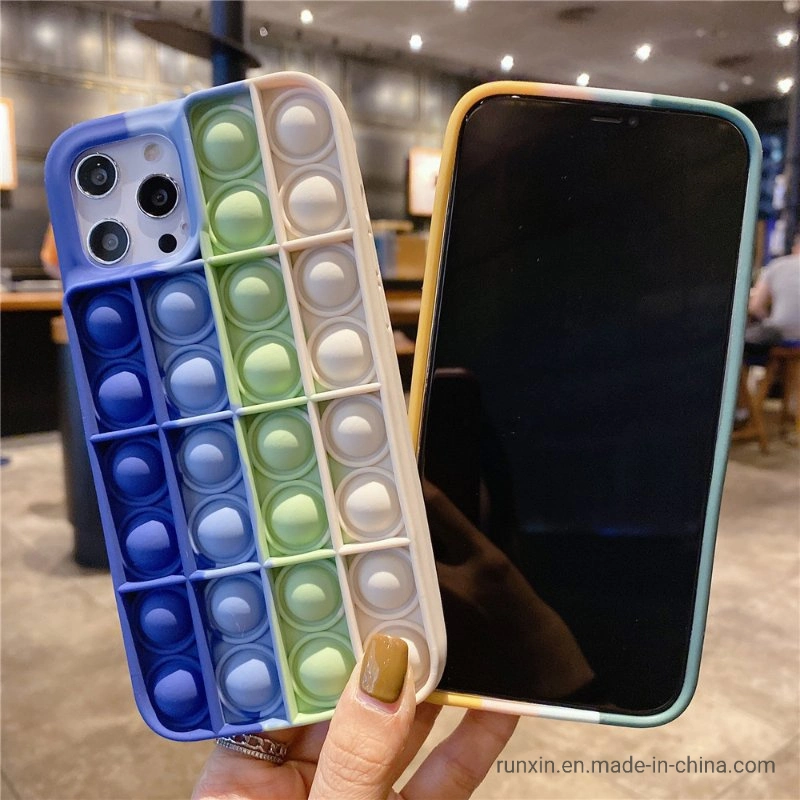 2021 New Feeling Troubled Toys Pressure Relief Game The Last Mouse Lost Game Parent-Child Push Toys Pop Bubble Fidget Phone Case for iPhone 12 Xr