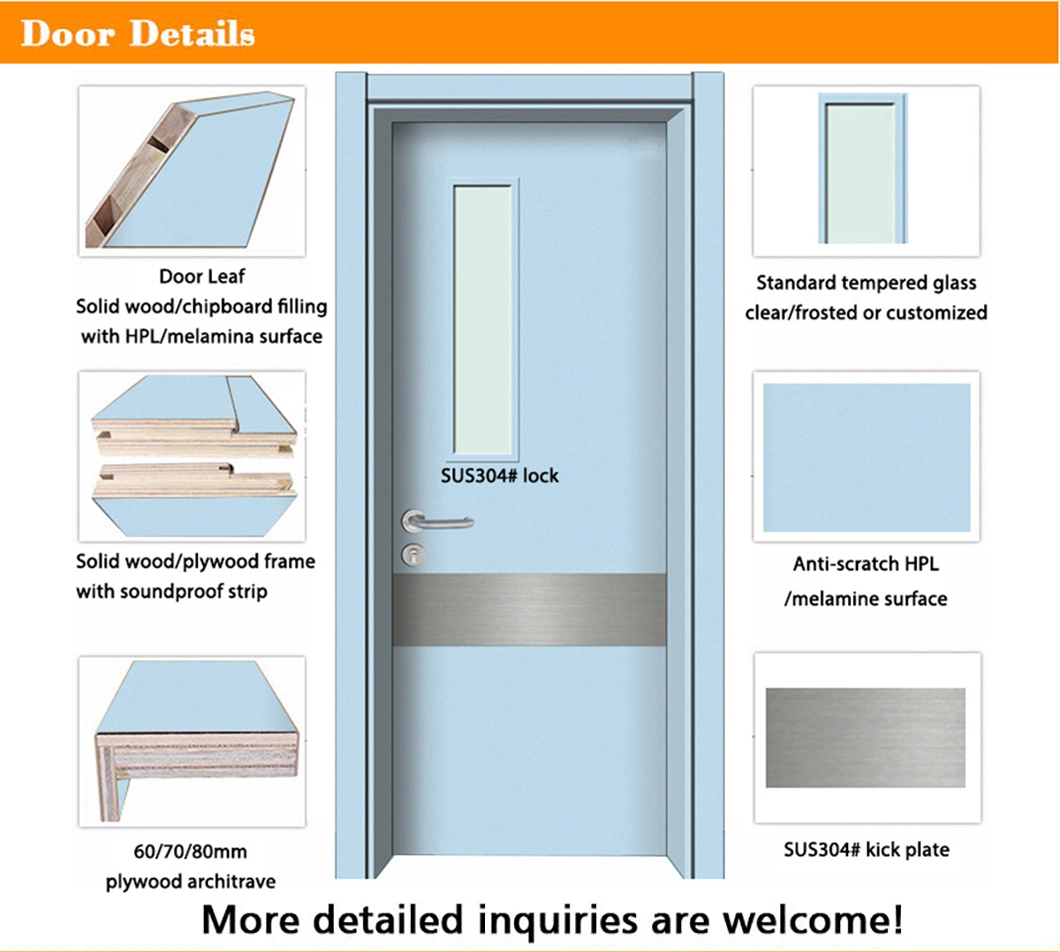 High Quality Kindergarten Furniture Flush Wooden Door Automatic Hospital Doors